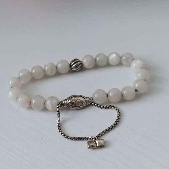 David Yurman Sterling Silver Spiritual Classic Moonstone Wave Beaded Bracelet
